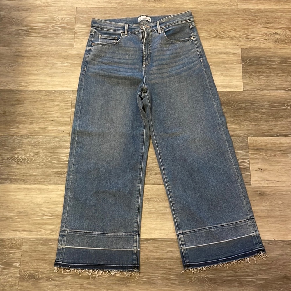 Women’s Loft High Waist Wide Leg Crop Raw Edge jeans size 30/10